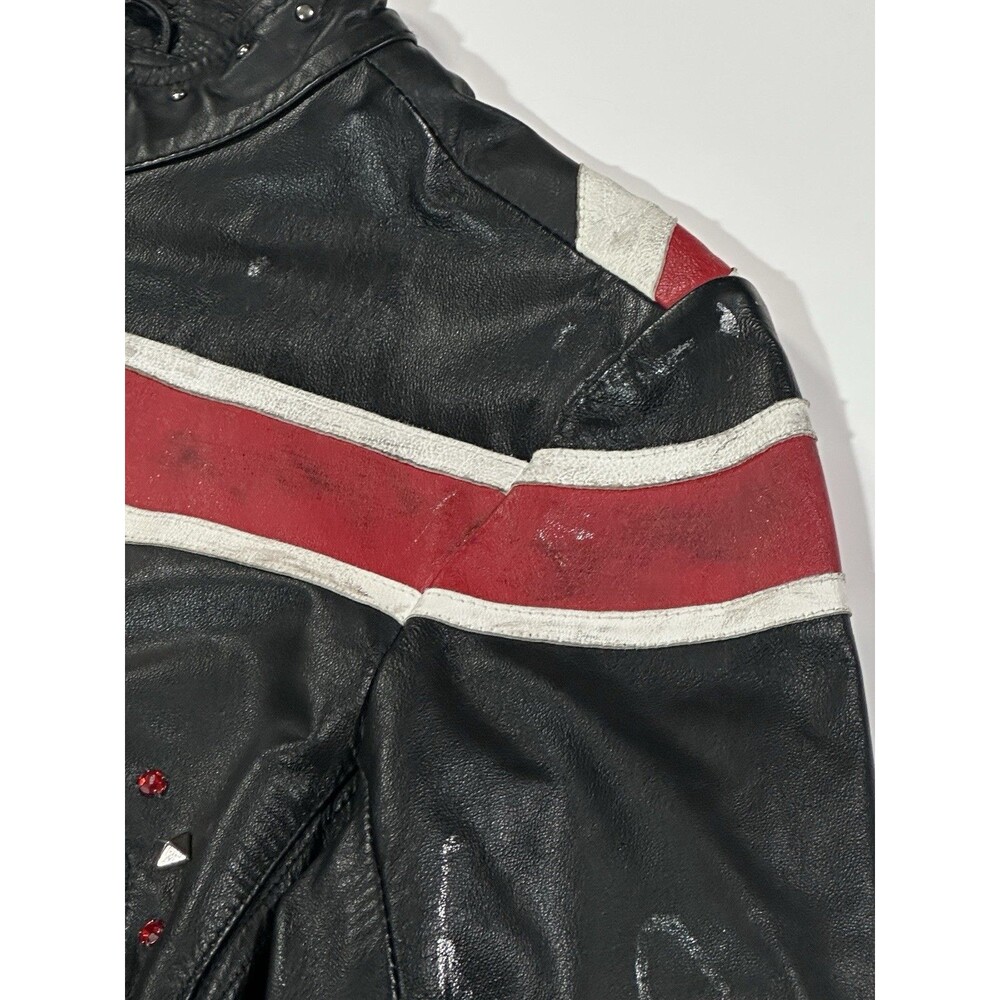 Wilson’s Leather Def Leppard Jacket Women’s Medium Studded Distressed Black Zip - Picture 11 of 15